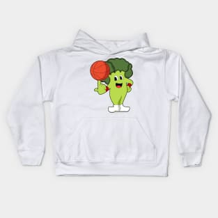 Broccoli at Basketball Sports Kids Hoodie